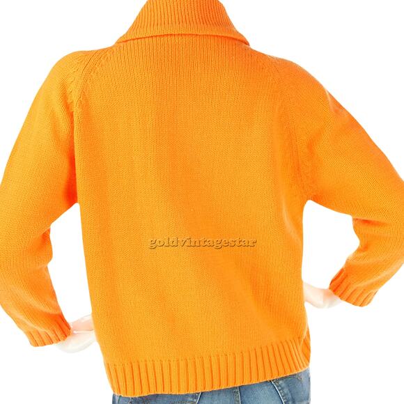 Vintage Bright Neon Orange Cardigan XS Trendy Chiclist on - Picture 5 of 7